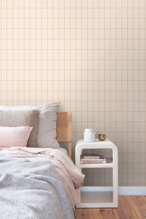 ESTAhome behang kleine tegeltjes beige en terracotta - 50 x 900 cm - 131788
