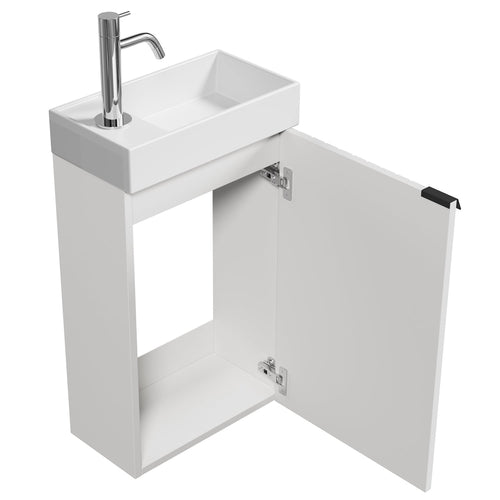 Badplaats Toiletmeubel Bosco 40 x 22 cm – Mat Wit – Fonteinmeubel met Wastafel