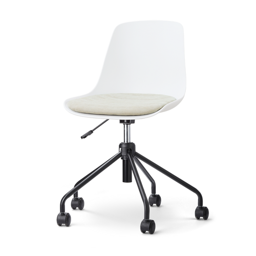 Nolon Nout-Liv Bureaustoel Wit met Naturelbeige Zitkussen Zwart Onderstel