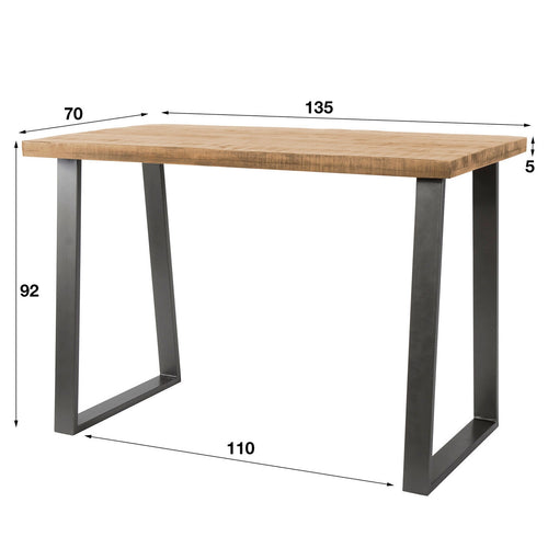 Giga Meubel Bartafel Trapezium - Naturel Hout - 135x70x92cm - vtwonen shop