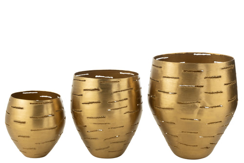 J-Line windlicht - metaal - goud - 3 stuks - vtwonen shop