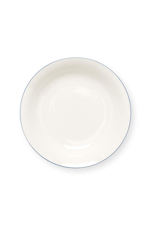 vtwonen - Pastabord - Wit/Blauw Lijn - Porselein - 25,5cm - Set van 6