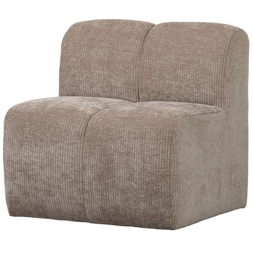 WOOOD eetbankje 84cm met rugleuning Mojo - Ribstof - Donker Zand