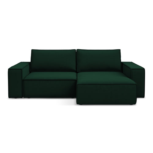 LaMiaSofa hoekbank rechts Livorno - velours - flessengroen - 257x148x82