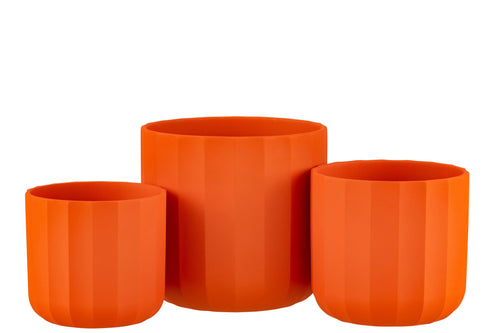 J-Line bloempot Summer - keramiek - oranje - large - 2 stuks - Ø 18.5 cm