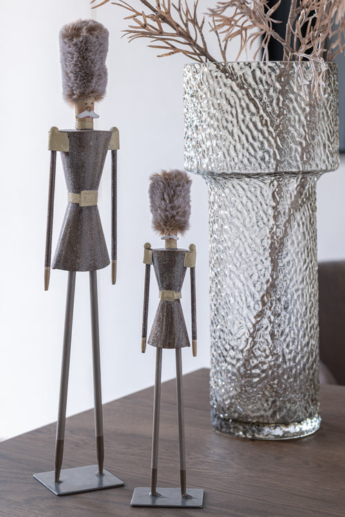 J-Line figuur soldaat bont hoed - metaal - grijs - large