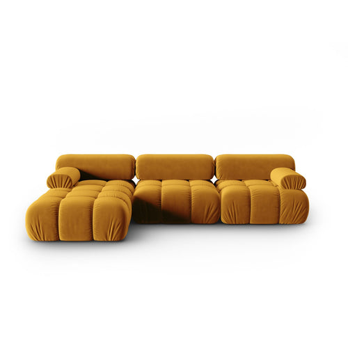 Cosmopolitan Design - Modulaire hoekbank links Cortina 4-zits, flueel geel - 155x282x70cm