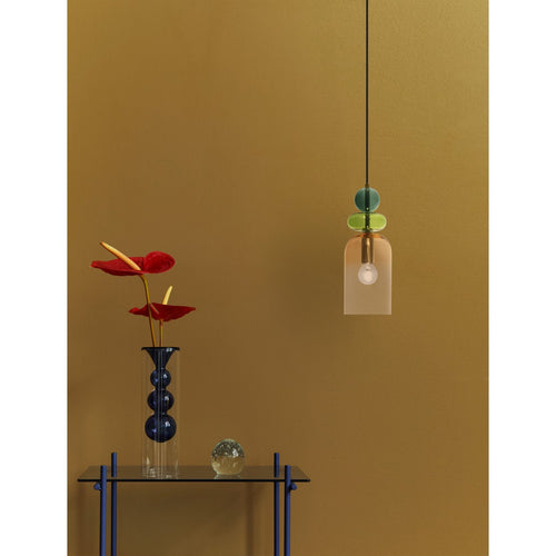 Nova Luce MURANO Slanke hanglamp voor aan het plafond, glanzend lichtgroen, donkergroen, oranje, zandgoud, E14, 1x5W