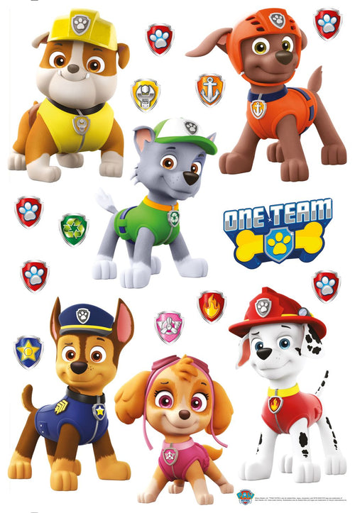 Sanders & Sanders muursticker PAW patrol bruin, rood en geel - 65 x 42.5 cm - 600116