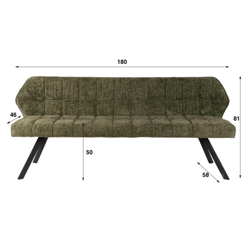 Giga Living Eetkamerbank Raster - Groen - 180x60x80cm