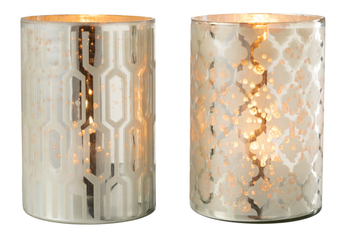 J-Line windlicht - glas - zilver - large - 2 stuks - vtwonen shop