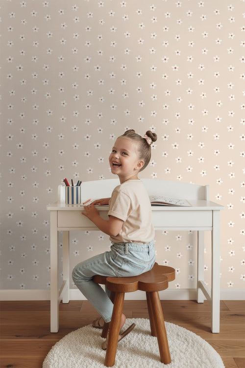 ESTAhome behang madeliefjes beige - 53 cm x 10.05 m - 131112