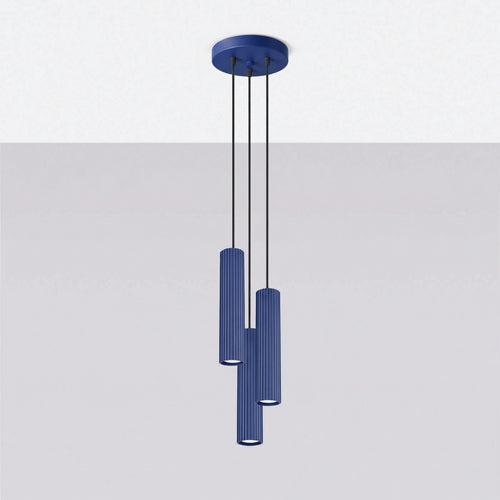 Sollux Lighting Hanglamp KARBON 3P ultramarijn - 19,5x19,5x108cm