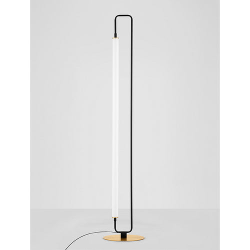Nova Luce WETRO Geïntegreerde LED-vloerlamp, matzwart, goudkleurige LED, 32W, 1856lm, 3000K, aan/uit-schakelaar.