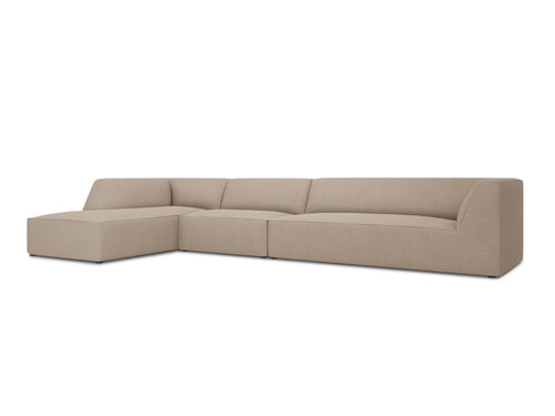 Micadoni linker hoekbank Ruby 5-zits, structurele stof, donkerbeige - 180x366x69cm