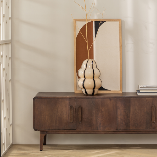 WOOOD tv meubel 150 cm Liya - Mangohout - Donkerbruin - 50x150x35