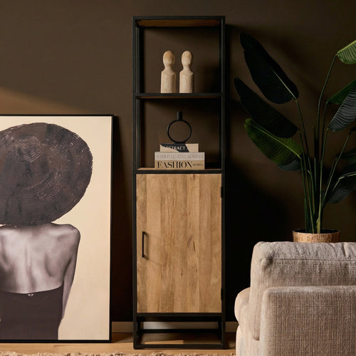 Starfurn Boekenkast Dakota - Naturel Hout - 1-Deur - 55x45x200cm