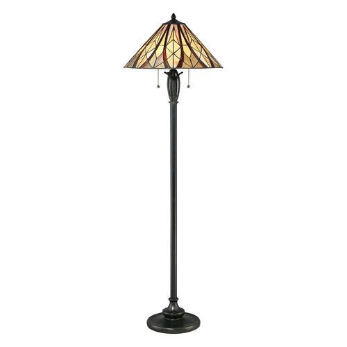 Elstead Victory Tiffany vloerlamp, Valiant Bronze, E27