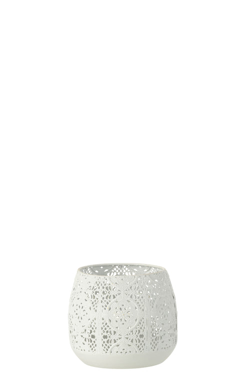 J-Line kaarshouder Oosters - metaal/glas - wit - medium