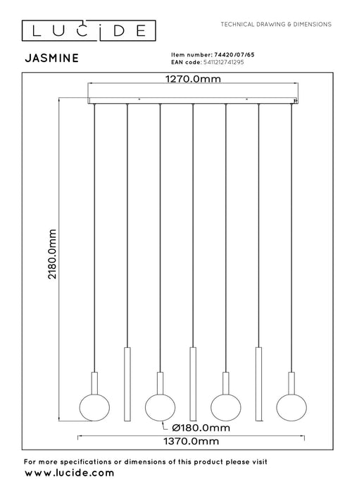 Lucide hanglamp JASMINE - Geïntegreerde LED - Koper