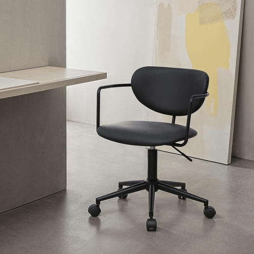 Furnhouse bureaustoel Lido - Zwart - Kunstleer - 57x54x71