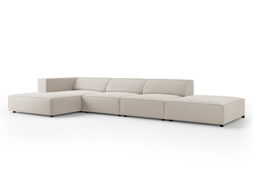 Cosmopolitan Design linker hoekbank Arendal 5-zits, flueel, ecru - 166x341x70cm