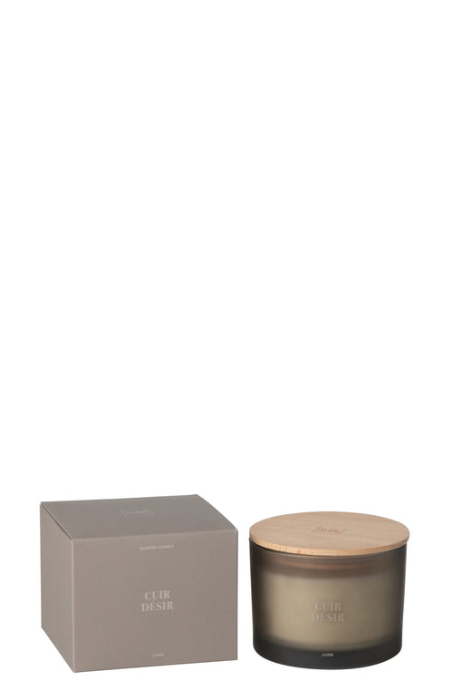 J-Line geurkaars Accords Essentiels - Cuir Désir - glas - bruin - 28U