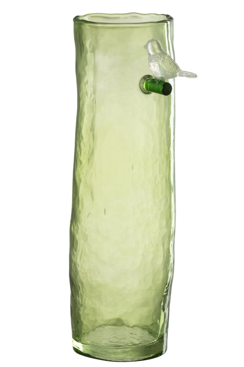 J-Line vaas Lang Vogel - glas - groen - large - 32 cm hoog