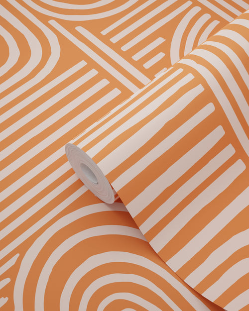 ESTAhome behang grafisch 3D motief oranje - 50 x 900 cm - 131698