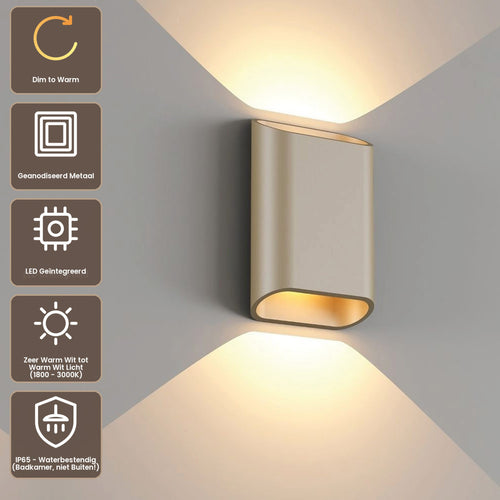 Artdelight Wandlamp Diaz S - Champagne - Dim To Warm