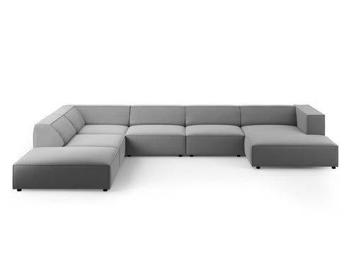 Cosmopolitan Design Panoramische hoekbank links Arendal 7-zits, flueel, lichtgrijs - 262x364x70cm