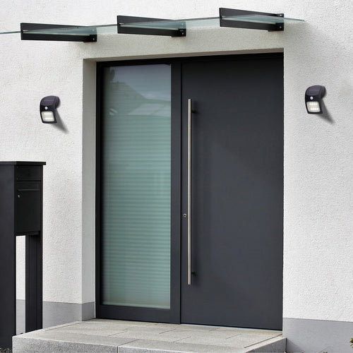 Searchlight Solar Buitenwandlamp Zwart Metaal & Wit Polycarbonaat