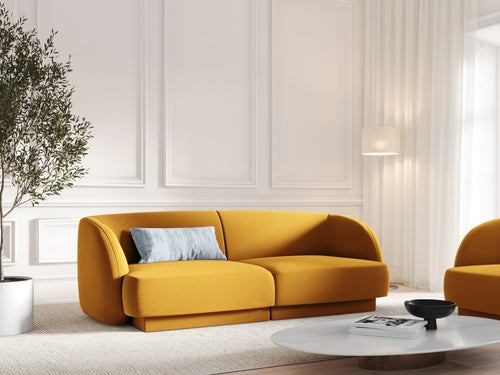 Micadoni Bank Miley 2-zits, flueel, geel - 90x180x70cm