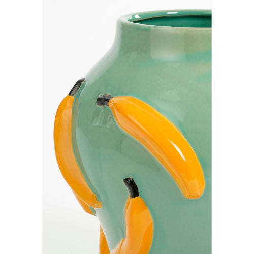 Mica Decorations Moza Vaas - H30 x Ø27 cm - Keramiek - Groen, Geel