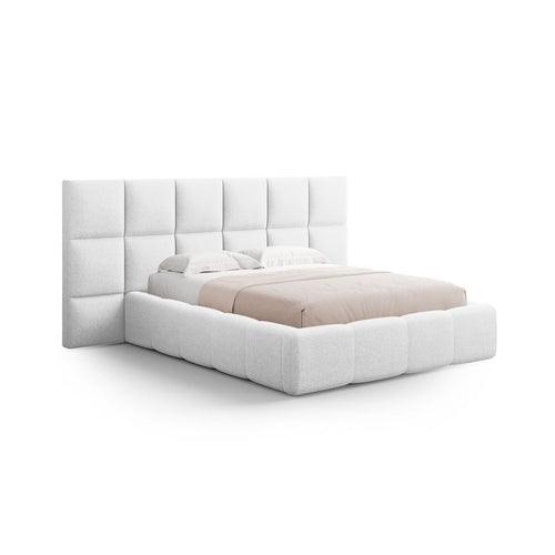 Cosmopolitan Design - Opbergbed met hoofdeinde Livigno 200x160cm structurele stof koel lichtgrijs - 230x250x125cm
