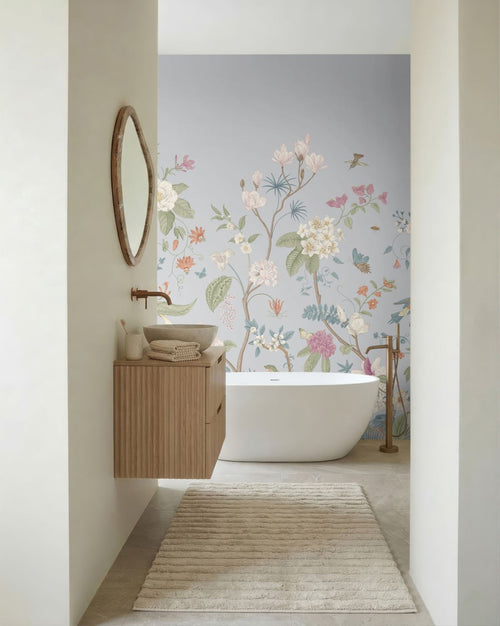 ESTAhome fotobehang bloemen vergrijsd blauw - 2.5 x 2.79 m - 159684