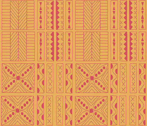 Walls4You behang etnisch motief oranje en koraalrood - 53 cm x 10 m - 640139 - vtwonen shop