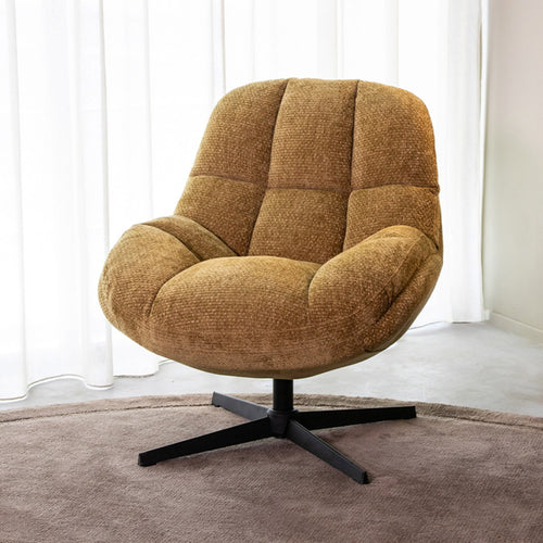 LABEL51 Fauteuil Huxley - Geel Stof - Draaibaar - vtwonen shop