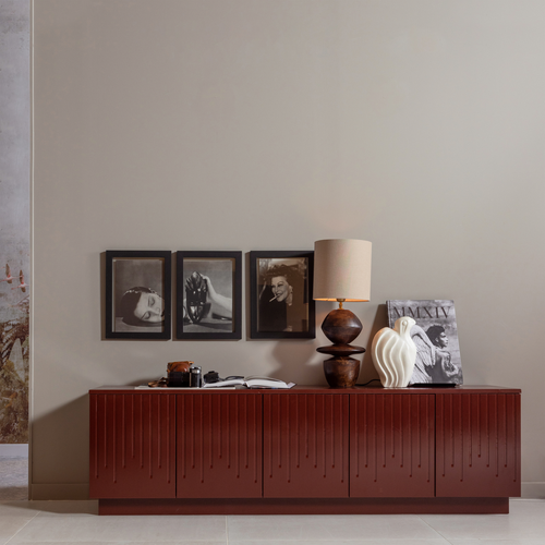 WOOOD tv-meubel Pencil - Grenen - Merlot Gloss - 52x180x40 - vtwonen shop