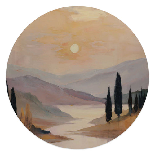 Reinders Landschap I glasschilderij -  bruin - woonkamer - Ø 50cm
