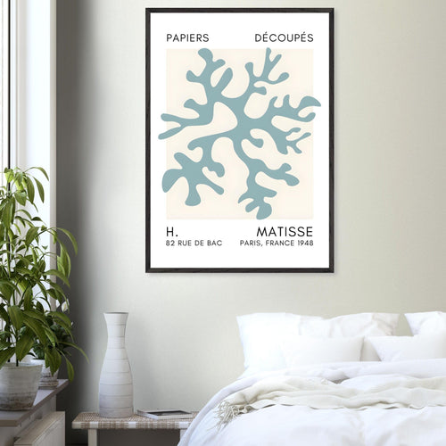 Artfulprints Poster Matisse – Dreamy coral flower turquoise   - 50x70 cm - Turquoise