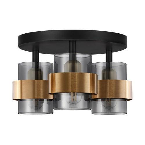 Nova Luce SIANNA Plafondlamp met lampenkap in de kleuren Smokey, Sandy Black en Brass Gold, E27 fitting, 3x12W