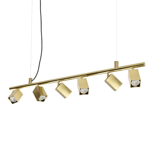 Ideal Lux DYNAMITE Vierkante hanglamp met stang, messing, 6x GU10 fitting