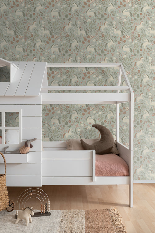 ESTAhome behang unicorns licht vergrijsd groen - 53 cm x 10.05 m - 139877 - vtwonen shop