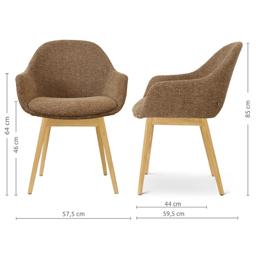 Nolon Nio-Mae eetkamerstoel bruin blend - houten onderstel