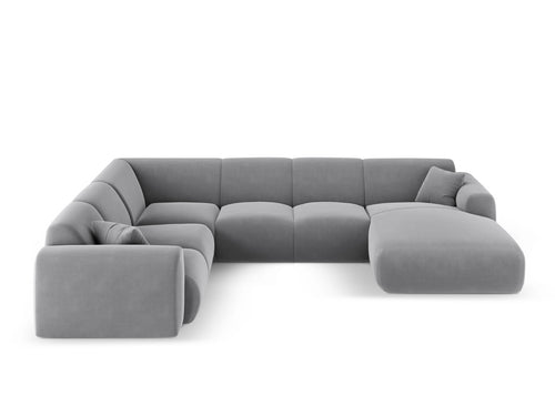Cosmopolitan Design Panoramische hoekbank links Nolio 6-zits, flueel lichtgrijs - 252x342x72cm