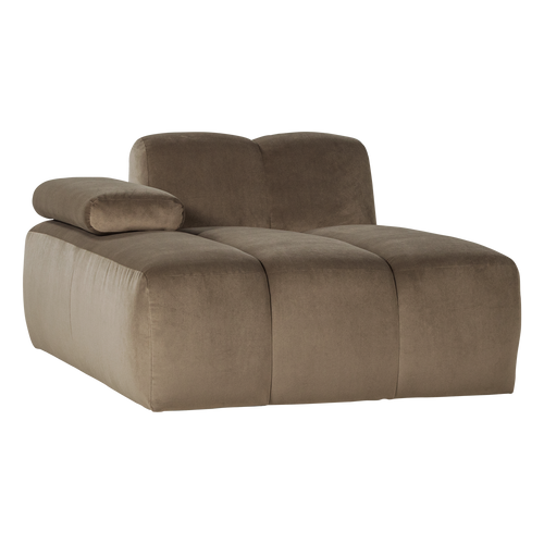 WOOOD chaise longue bank links Mojo - Velvet - Taupe - 74x124x162