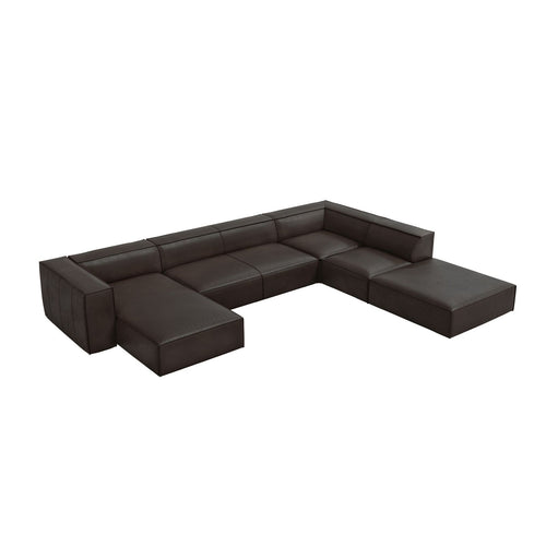 Cosmopolitan Design - Panoramische hoekbank rechts Turin 6-zits, echt leer grafiet - 270x365x68cm