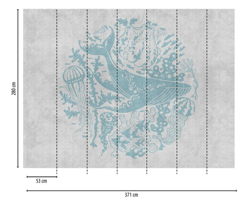 One Wall one Role fotobehang vissen blauw en grijs - 371 x 280 cm - AS-383061 - vtwonen shop