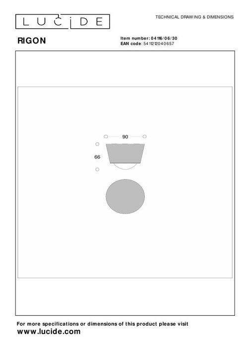Lucide plafonnière RIGON - Geïntegreerde LED - Zwart